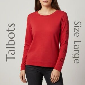 Talbots - Eyelet Sleeve Crewneck Sweatshirt - Size Large